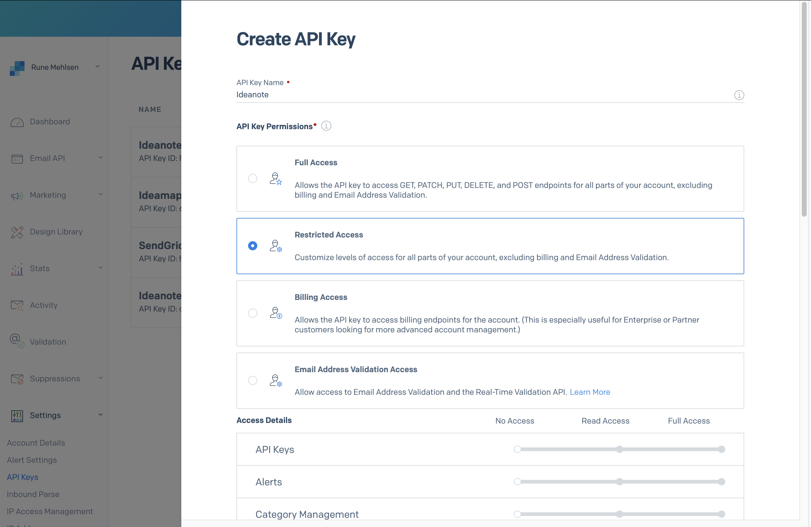 Sendgrid API key